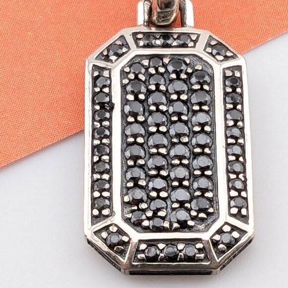 DAVID YURMAN Sterling Silver Small Streamline Pave Black Diamonds Amulet Pendant - Picture 3 of 10